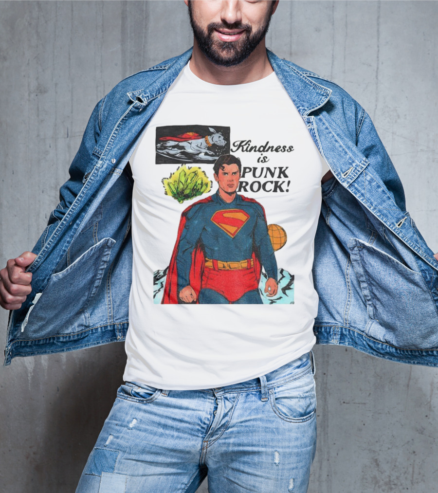 Superman DC Kindness Is Punk Rock Krypton Dog Caped Hero T-Shirt
