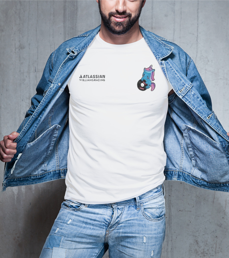 Atlassian Williams Racing Powered By Sparkles Signature Racing Unicorn In Helmet T-Shirt