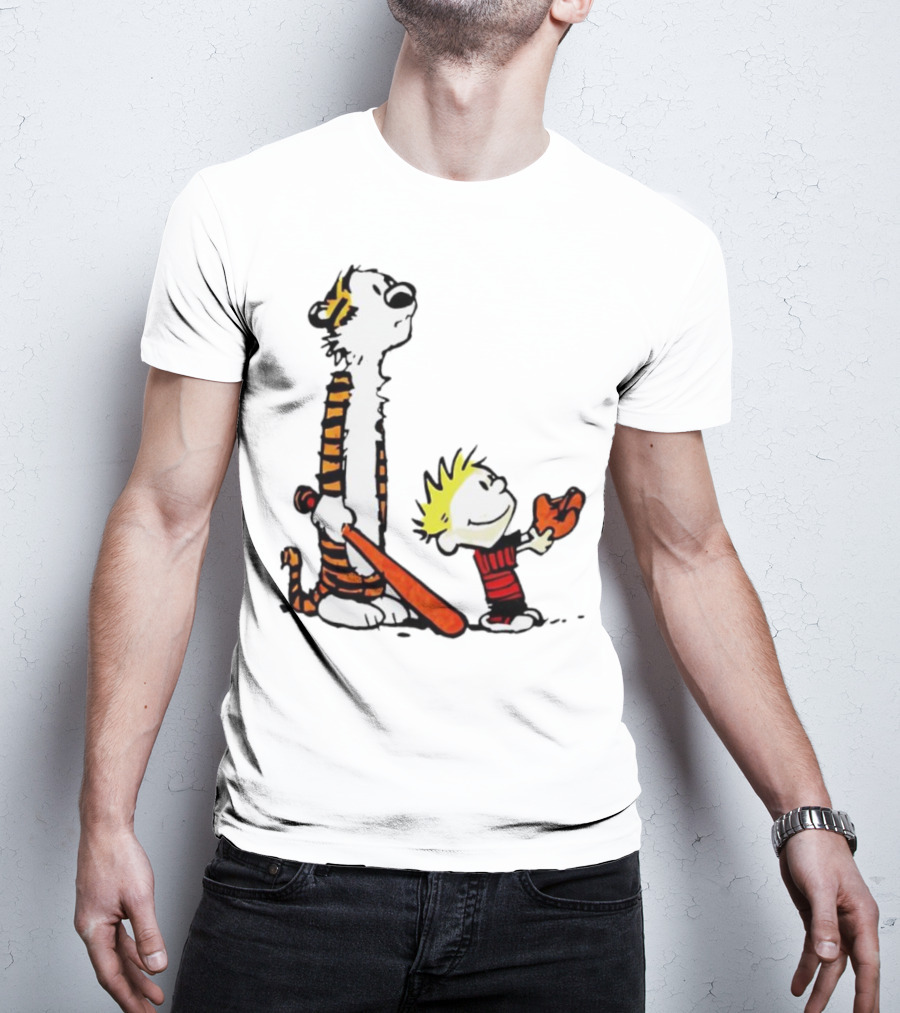 Calvin And Hobbes Baseball Glove And Bat Playtime T-Shirt