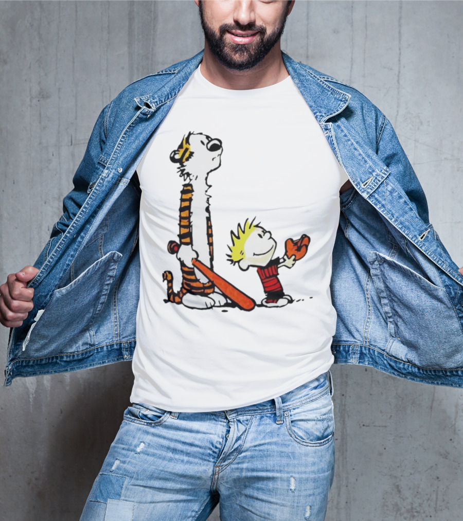 Calvin And Hobbes Baseball Glove And Bat Playtime T-Shirt