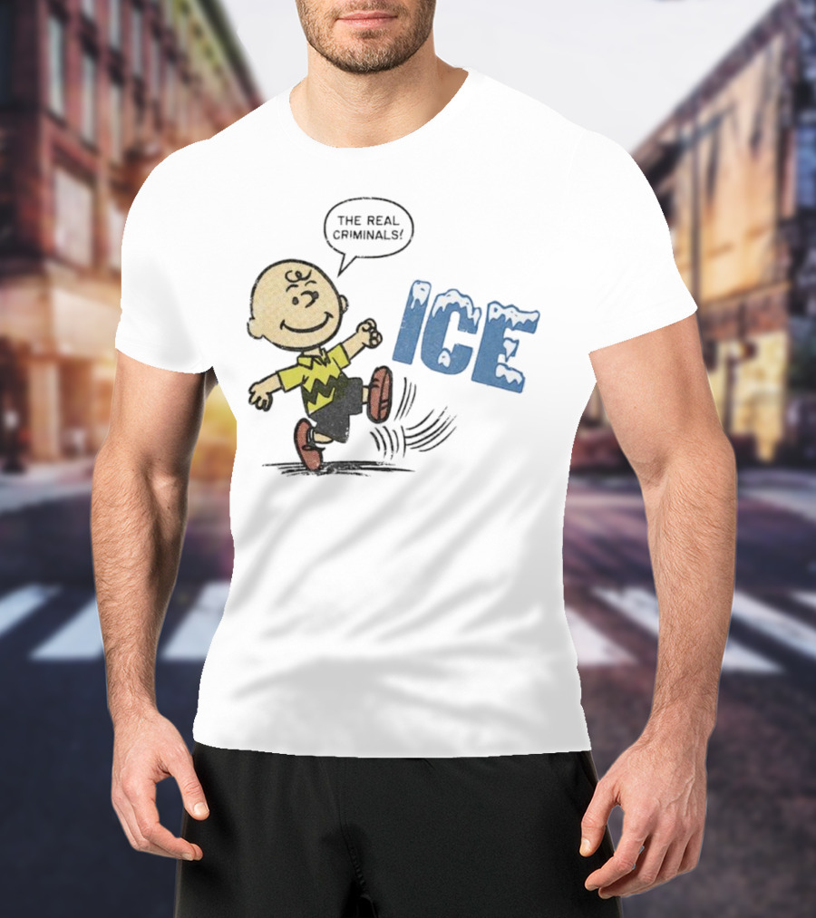 Charlie Brown Kicking The Real Criminals ICE T-Shirt