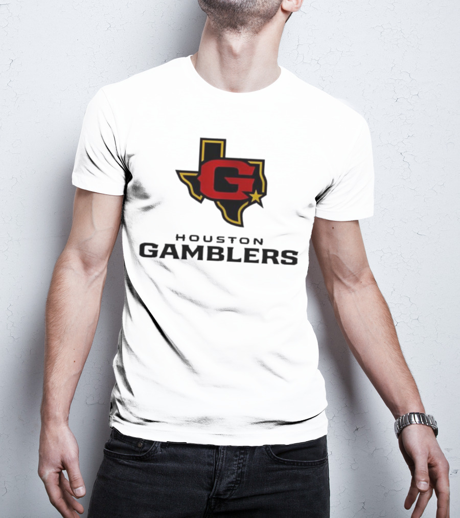 Houston Gamblers Texas Outline G Star Emblem T-Shirt