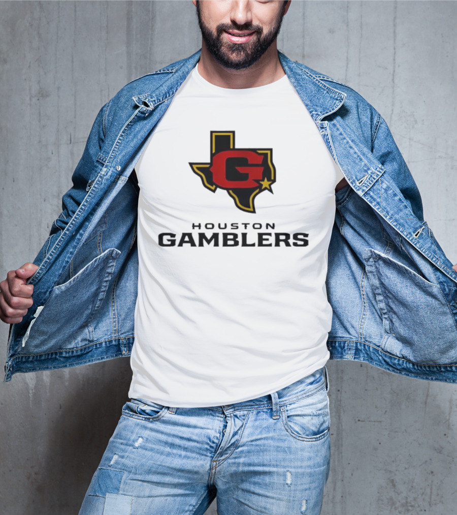 Houston Gamblers Texas Outline G Star Emblem T-Shirt