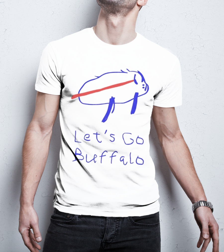 Let’s Go Buffalo Bills Hand-Drawn Blue And Red Graphic T-Shirt