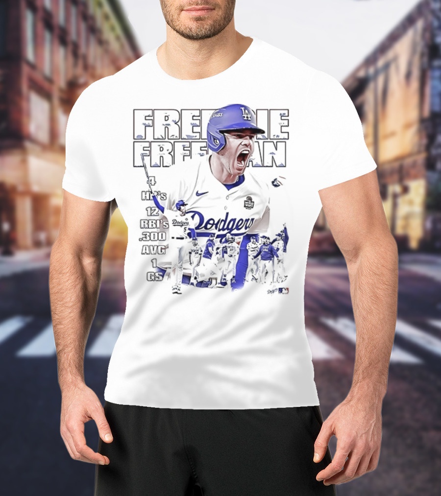 Los Angeles Dodgers Freddie Freeman HR 12 RBIs 300 AVG 1 GS T-Shirt