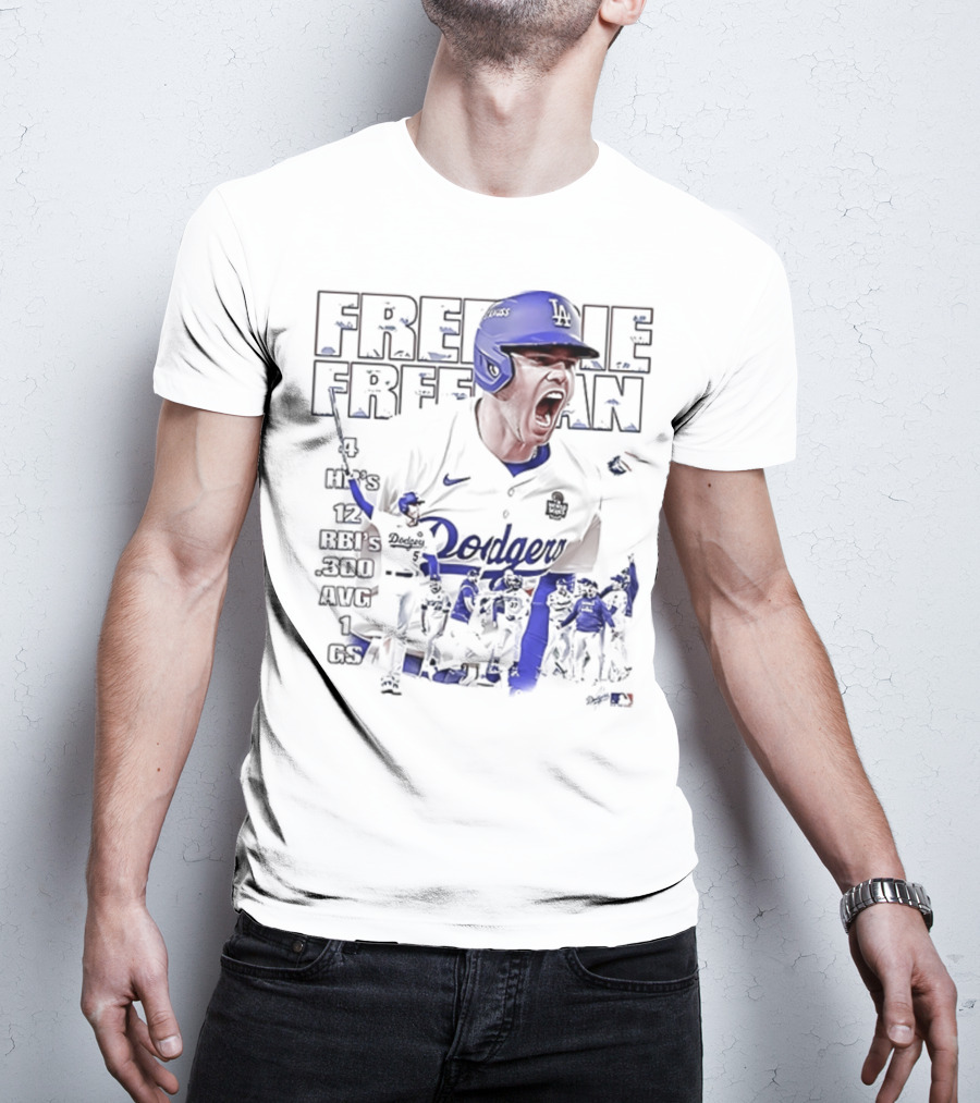 Los Angeles Dodgers Freddie Freeman HR 12 RBIs 300 AVG 1 GS T-Shirt