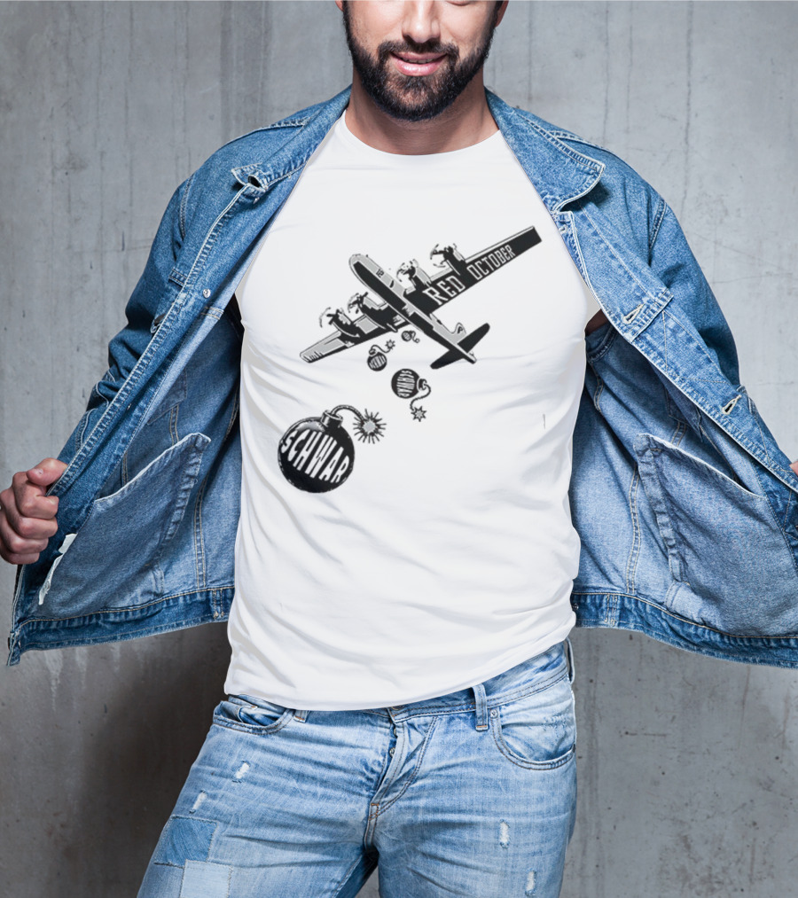 Philadelphia Phillies Red October Schwarbombs Away City Skyline Airplane رسالة قصف Blimp Explosion T-Shirt