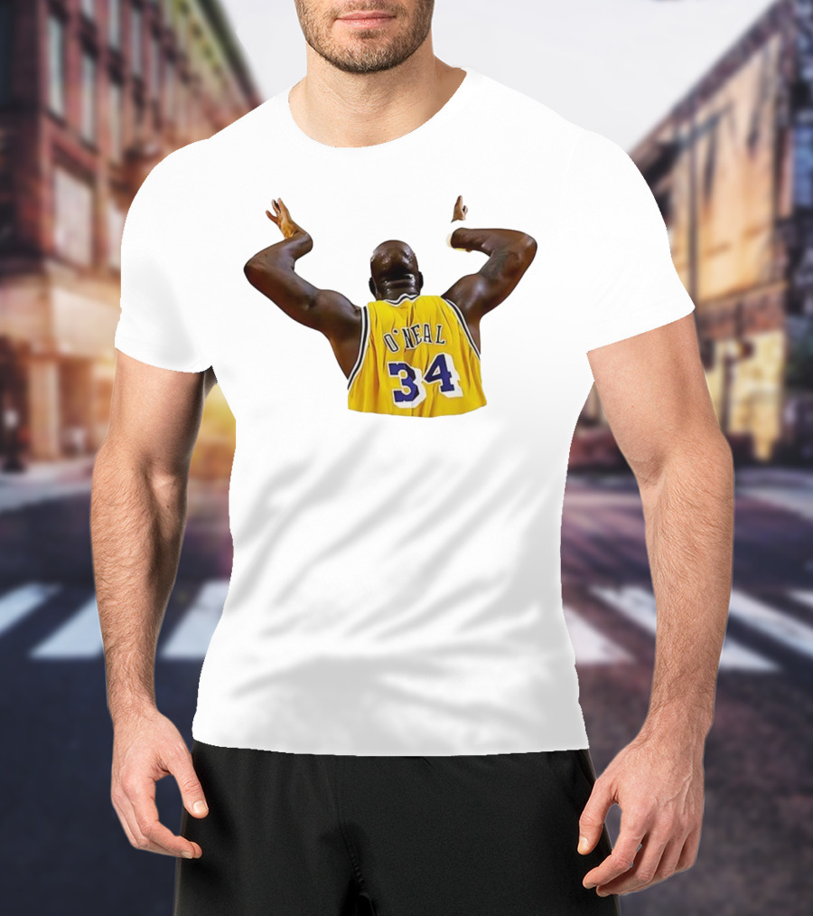 Shaquille O'Neal 34 Los Angeles Lakers Basketball Iconic Celebration T-Shirt