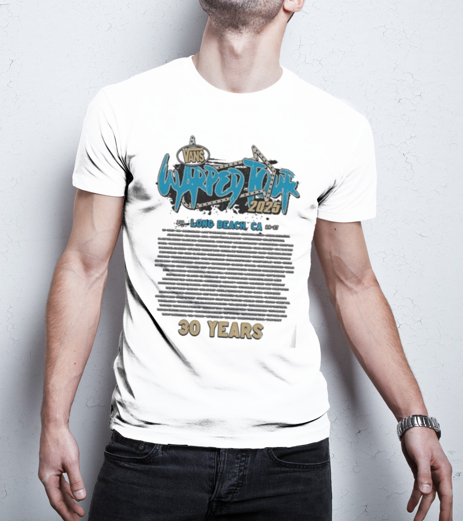 Vans Warped Tour 2025 Long Beach CA 30 Years Lineup T-Shirt