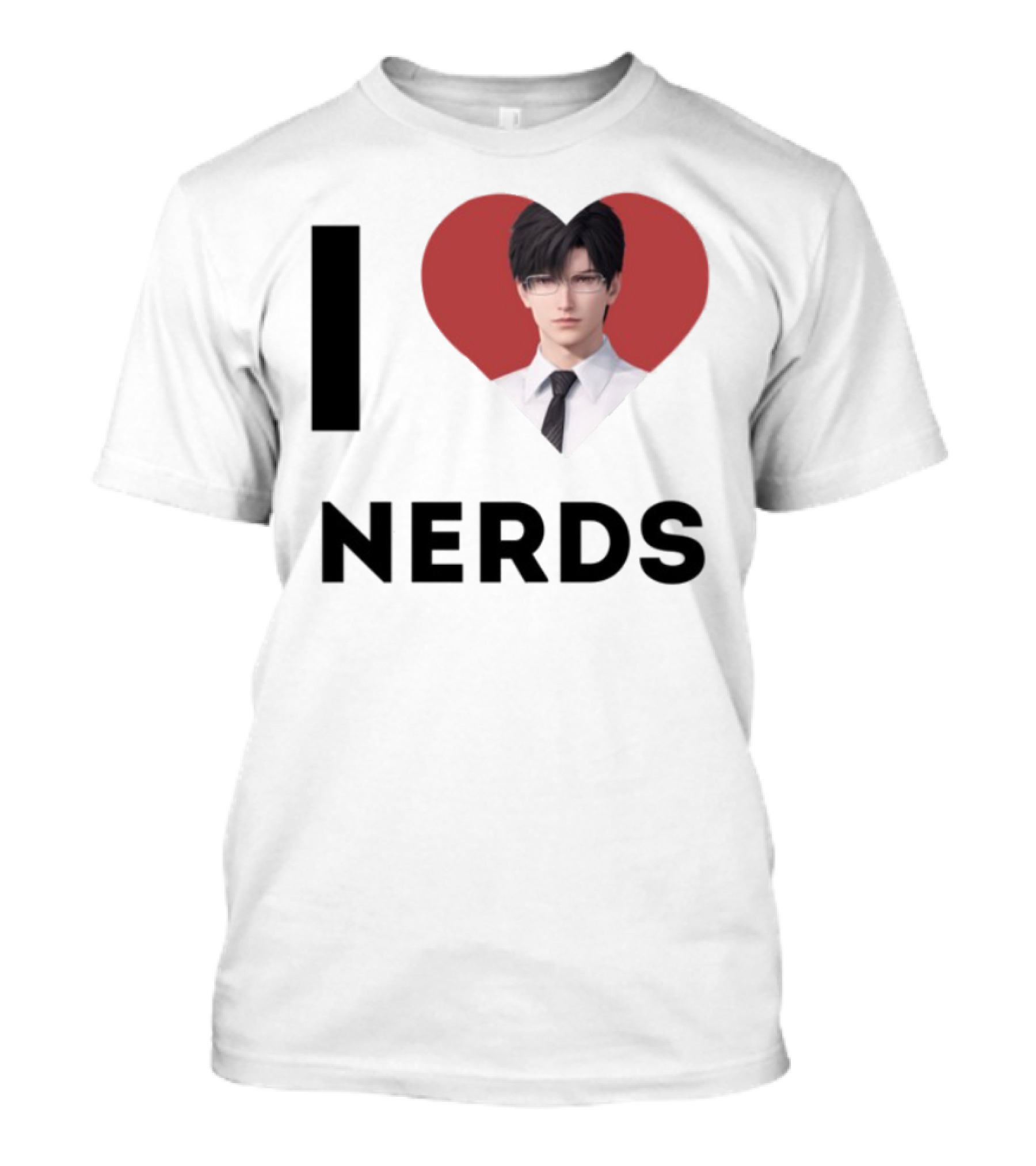 I Love Nerds Anime Character Glasses And Suit T-Shirt