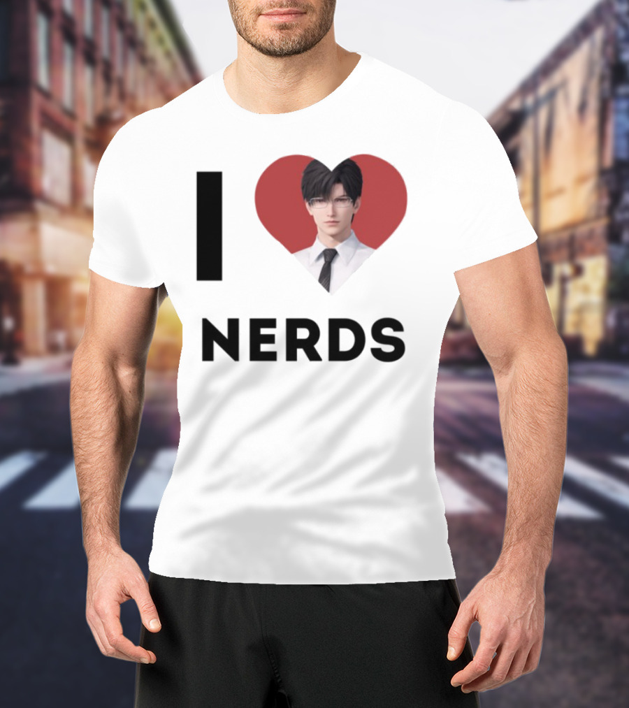 I Love Nerds Anime Character Glasses And Suit T-Shirt