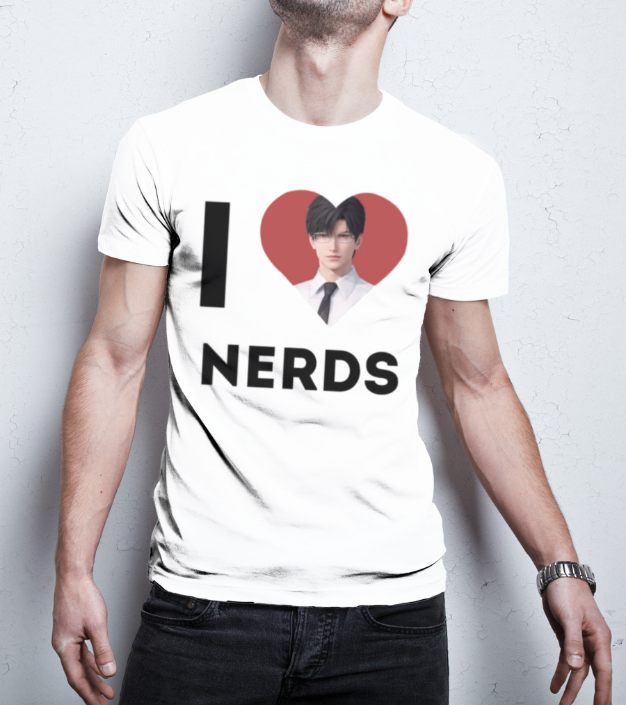 I Love Nerds Anime Character Glasses And Suit T-Shirt
