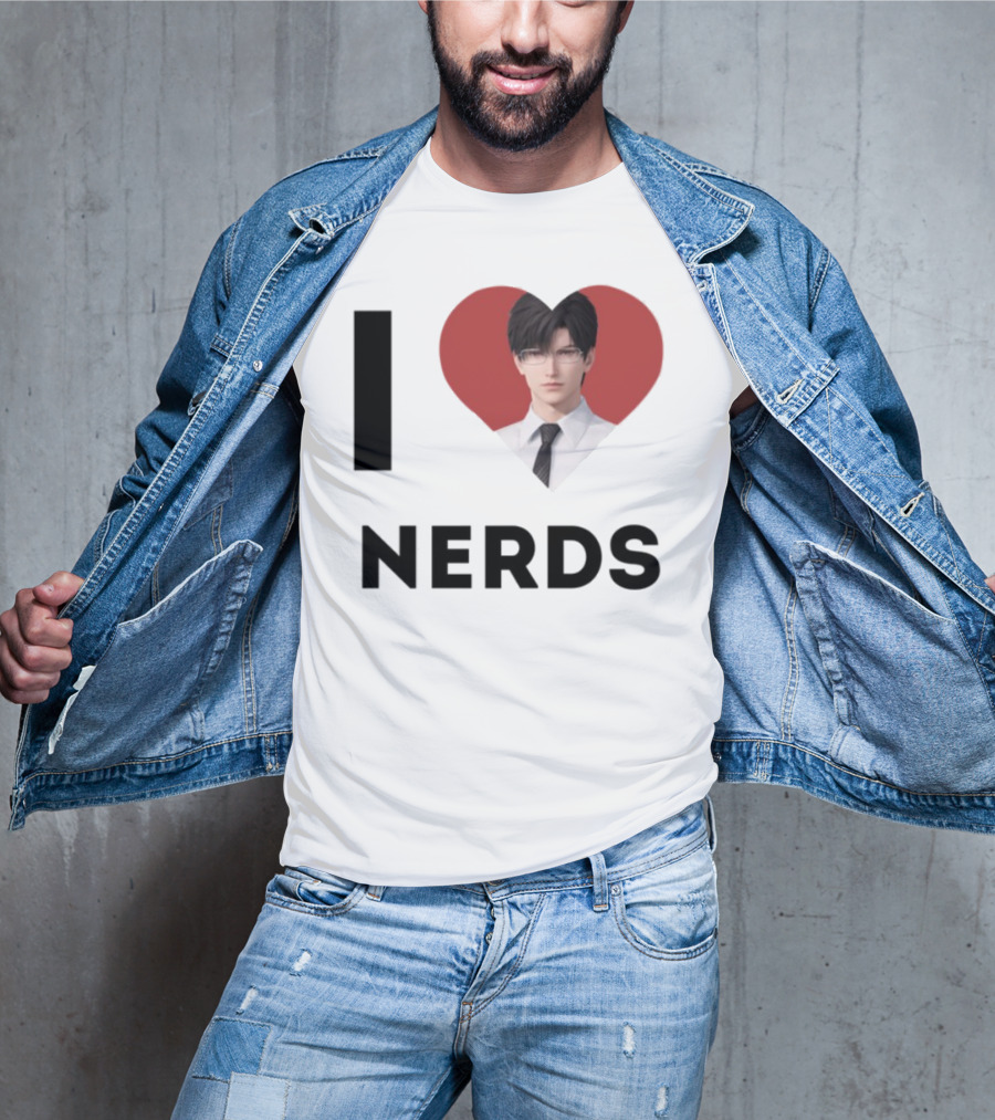 I Love Nerds Anime Character Glasses And Suit T-Shirt