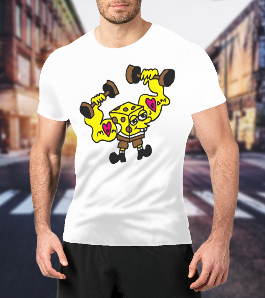 Musclebob Lovepants Mom Jeans Spongebob Dumbells T-Shirt