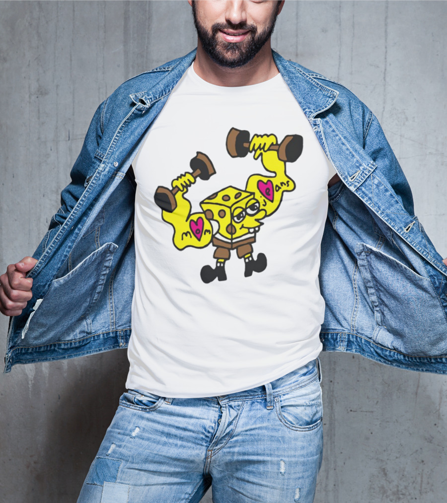 Musclebob Lovepants Mom Jeans Spongebob Dumbells T-Shirt