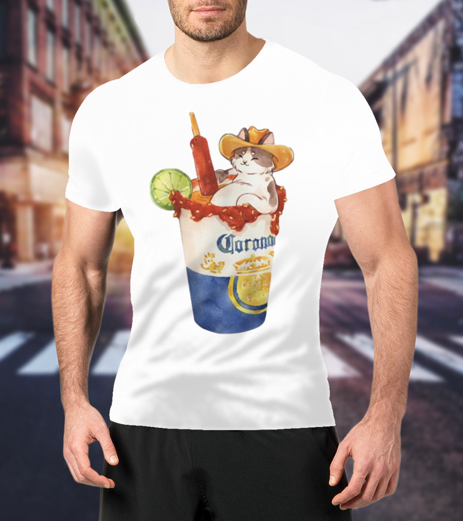 Michelada Vanilla Ryder Cat With Cowboy Hat In Corona Cup With Lime And Chamoy T-Shirt