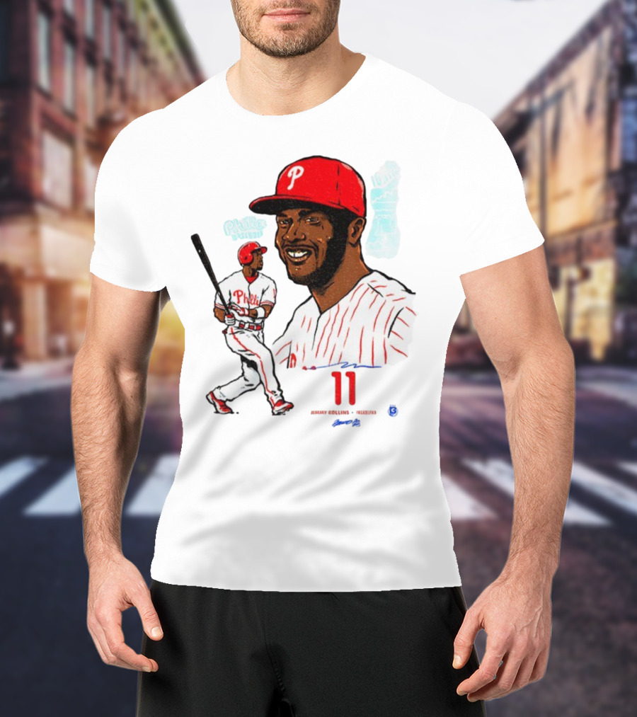 Jimmy Rollins 11 Philadelphia Phillies MLB Baseball Cartoon Phillies Player T-Shirt