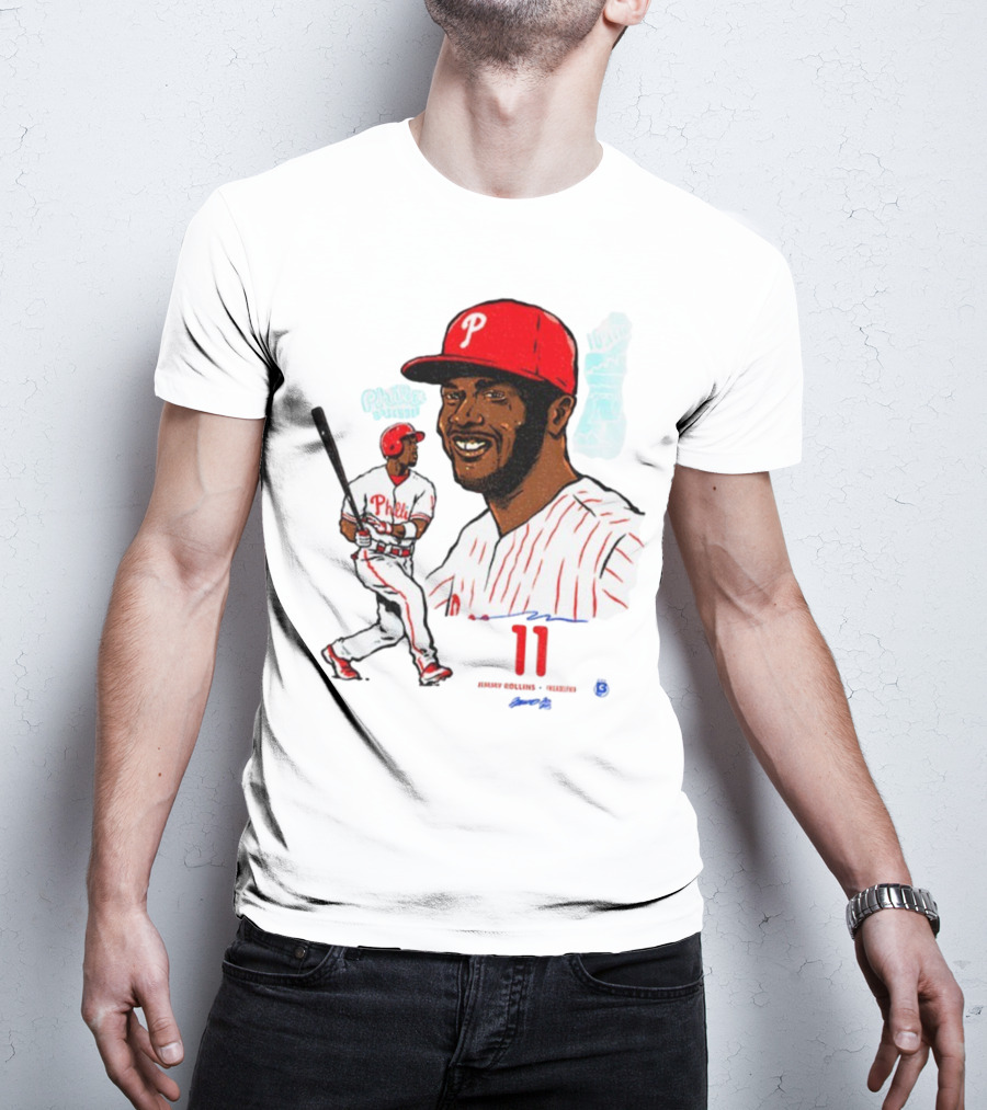 Jimmy Rollins 11 Philadelphia Phillies MLB Baseball Cartoon Phillies Player T-Shirt