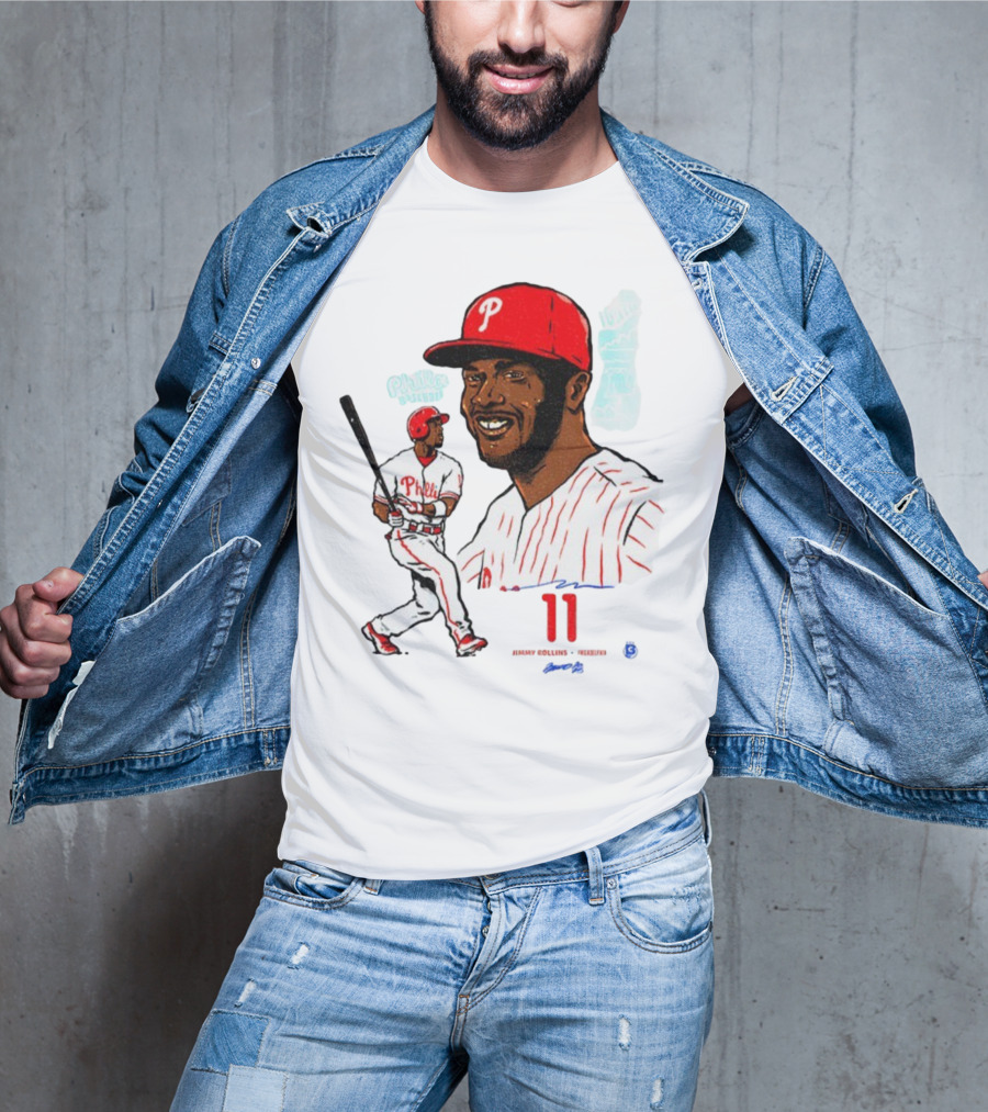 Jimmy Rollins 11 Philadelphia Phillies MLB Baseball Cartoon Phillies Player T-Shirt