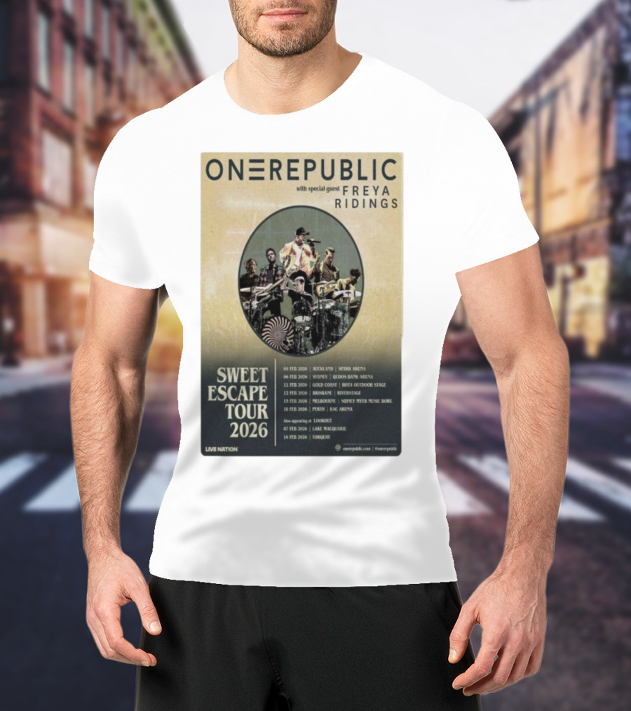 ONEREPUBLIC Sweet Escape Tour Australia New Zealand 2026 Special Guest Freya Ridings T-Shirt