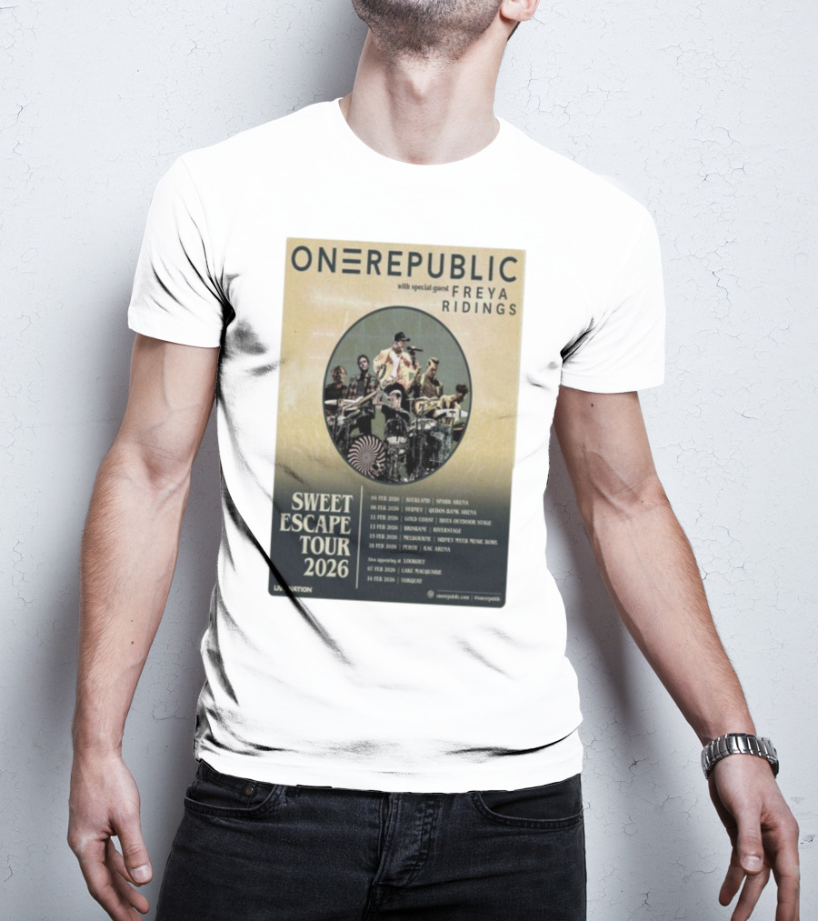 ONEREPUBLIC Sweet Escape Tour Australia New Zealand 2026 Special Guest Freya Ridings T-Shirt