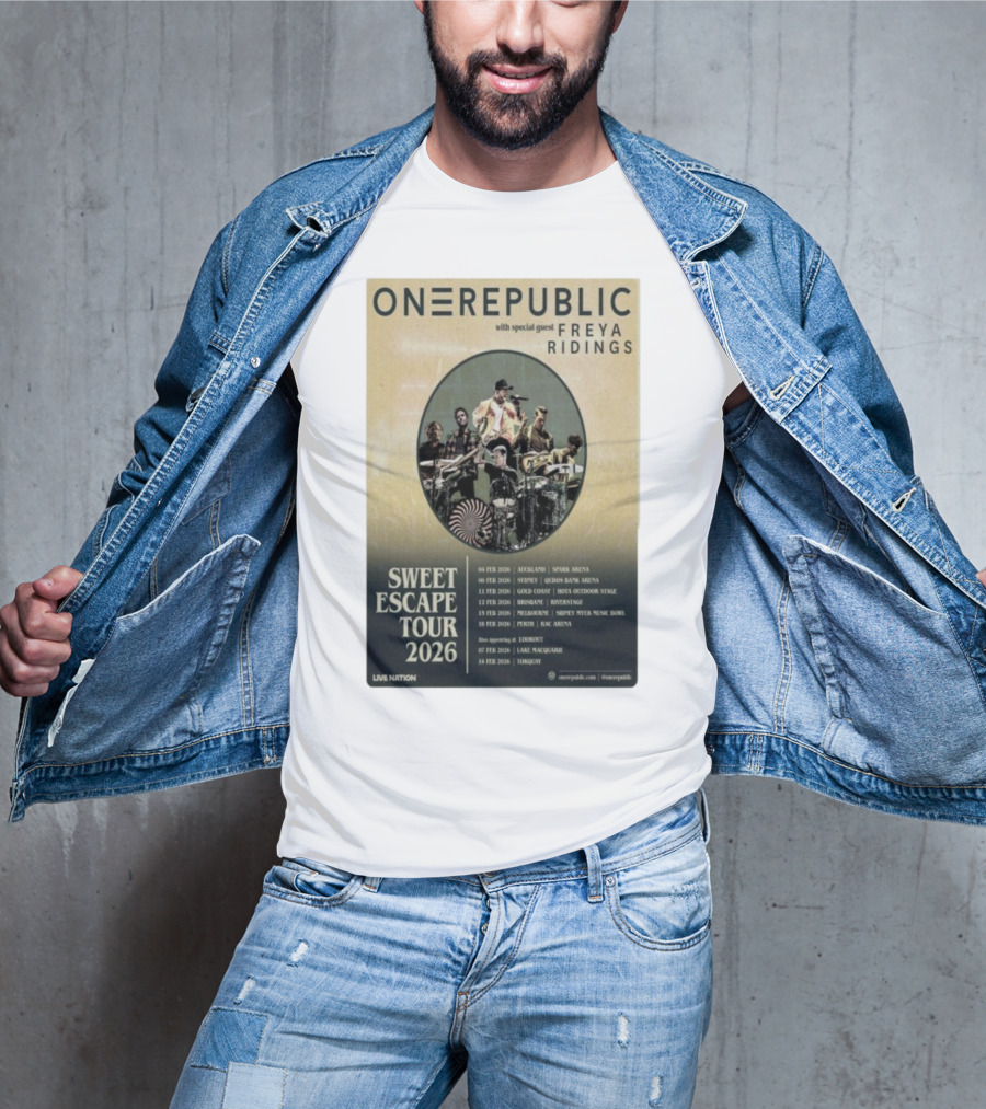 ONEREPUBLIC Sweet Escape Tour Australia New Zealand 2026 Special Guest Freya Ridings T-Shirt