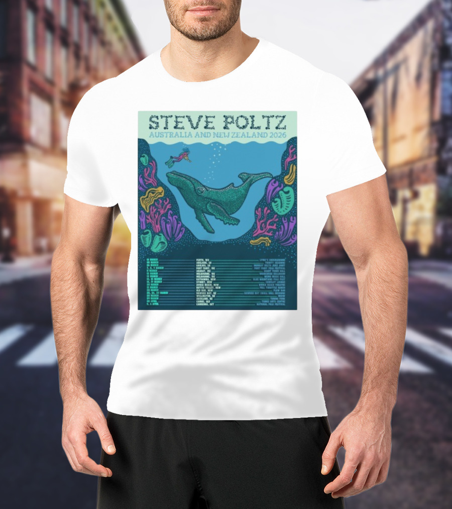 Steve Poltz Australia New Zealand Tour 2026 Concert Dates Underwater Theme T-Shirt