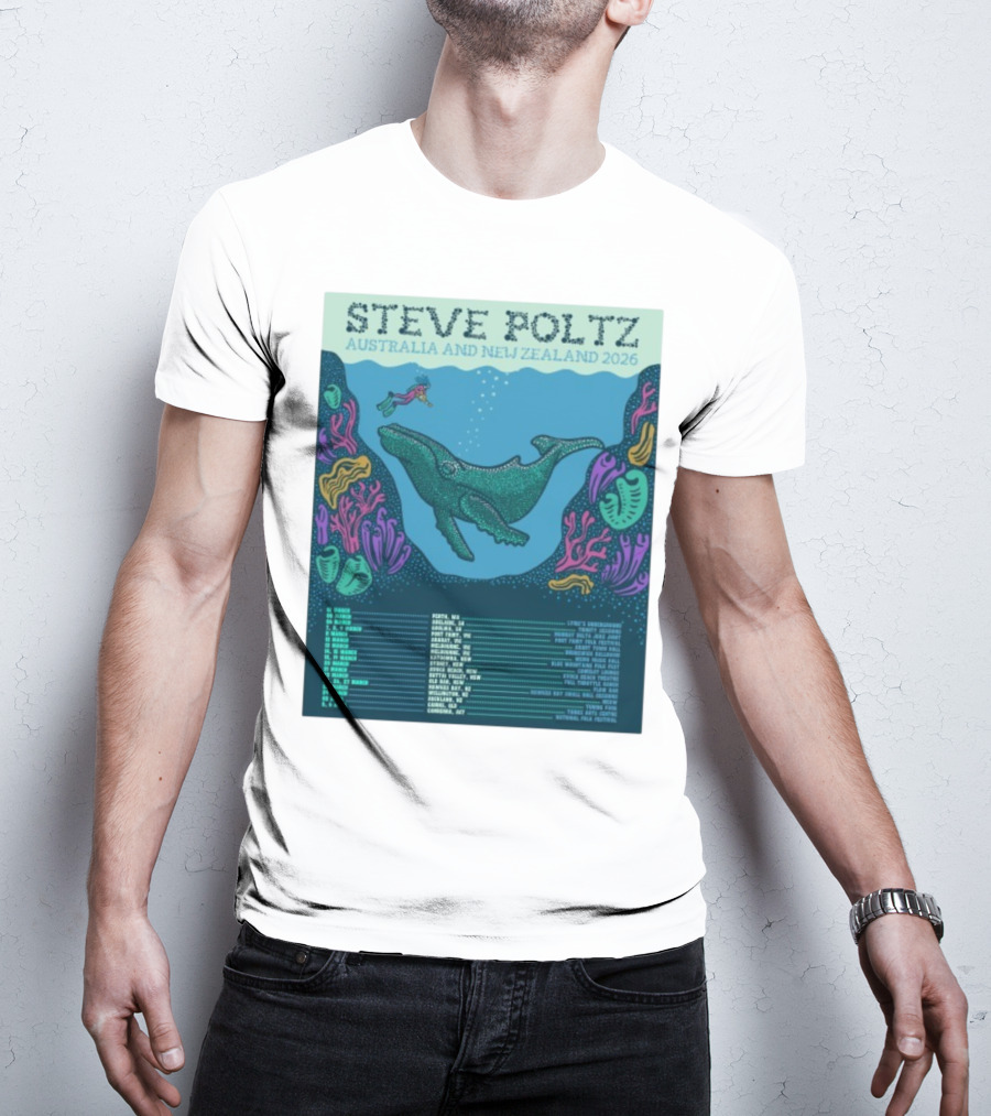 Steve Poltz Australia New Zealand Tour 2026 Concert Dates Underwater Theme T-Shirt