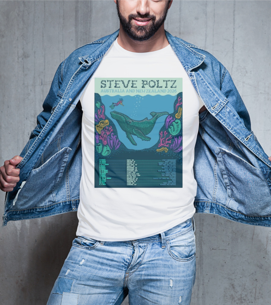 Steve Poltz Australia New Zealand Tour 2026 Concert Dates Underwater Theme T-Shirt