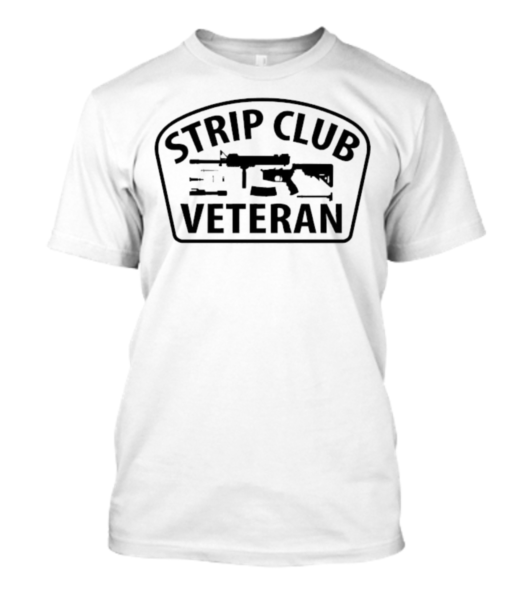 Strip Club Veteran Rifle Graphic Military Style T-Shirt