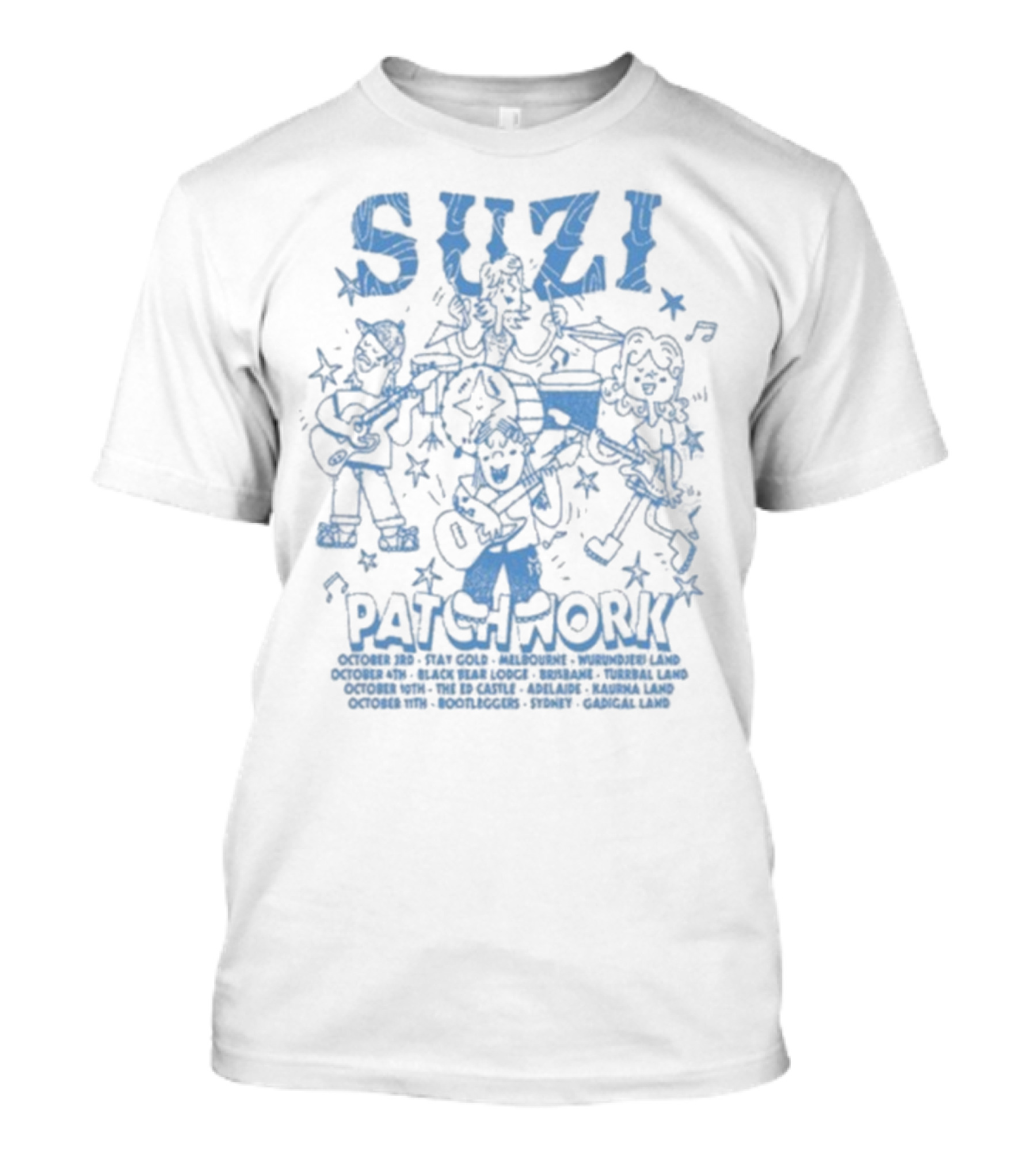 Suzi Patchwork Tour 2025 Cartoon Band Illustration T-Shirt