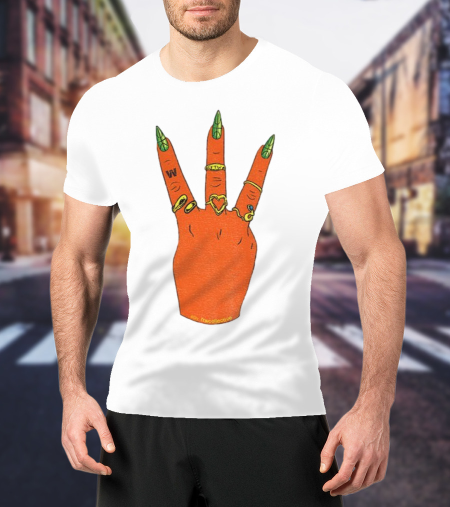 W Basketball Three Fingers Orange Hand Gesture Logo T-Shirt