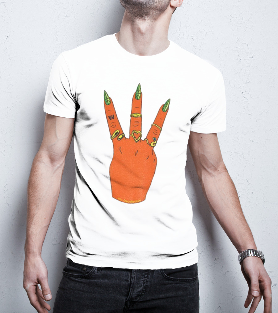 W Basketball Three Fingers Orange Hand Gesture Logo T-Shirt