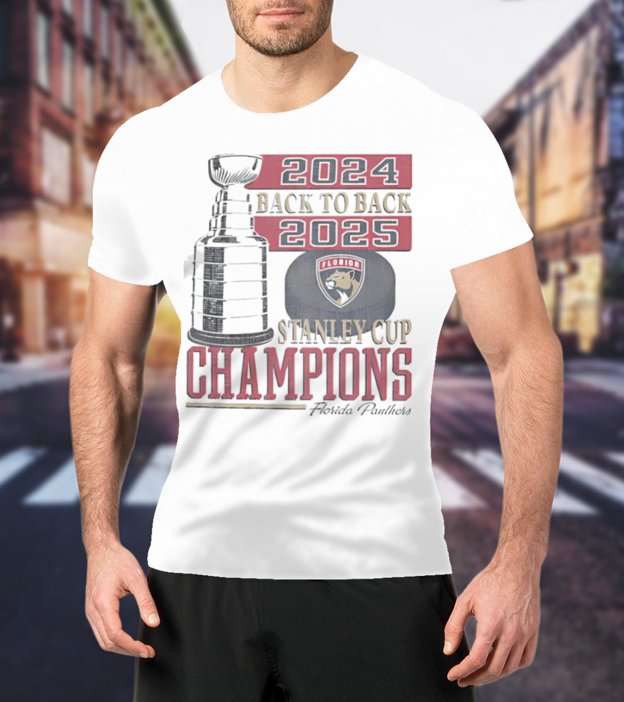 Florida Panthers 2024 2025 Back To Back Stanley Cup Champions Vintage 47 White T-Shirt