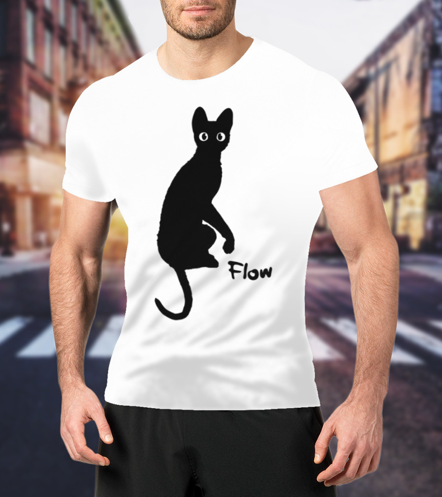 Flow Movie India Ink Cat Silhouette T-Shirt