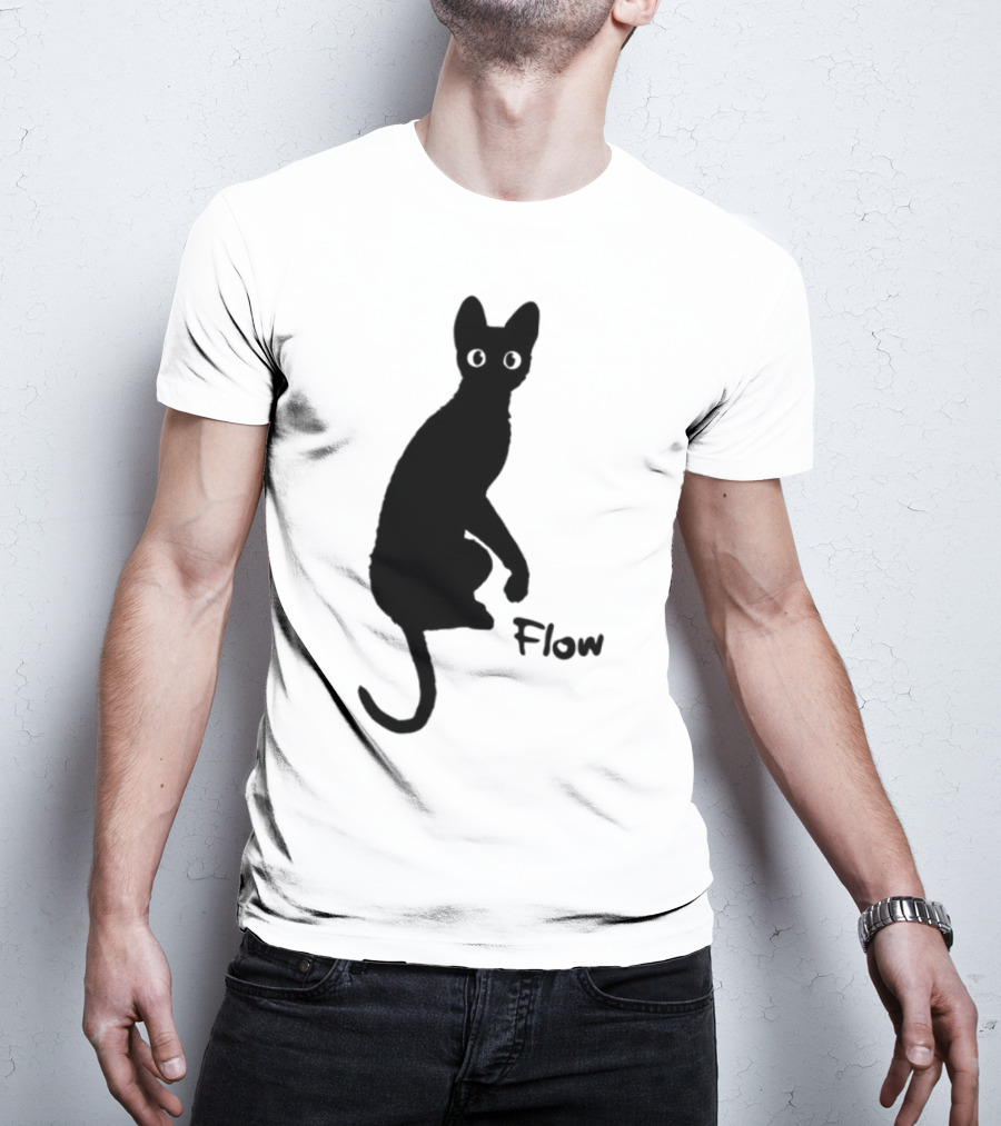 Flow Movie India Ink Cat Silhouette T-Shirt