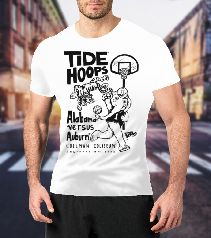 Tide Hoops Alabama Versus Auburn Basketball Showdown Crimson Night T-Shirt