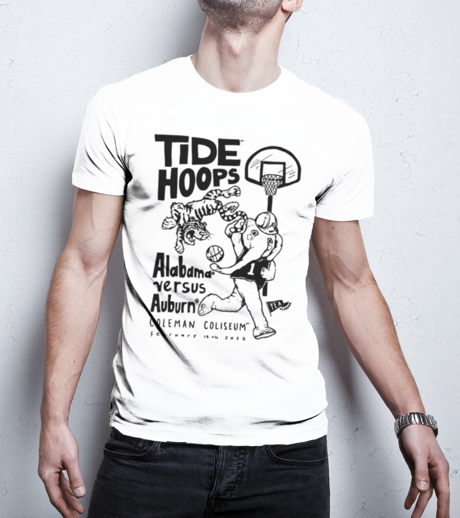 Tide Hoops Alabama Versus Auburn Basketball Showdown Crimson Night T-Shirt