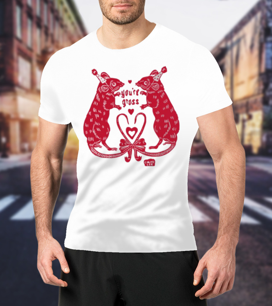 You're Gross Rats Party Hat Love Hearts T-Shirt