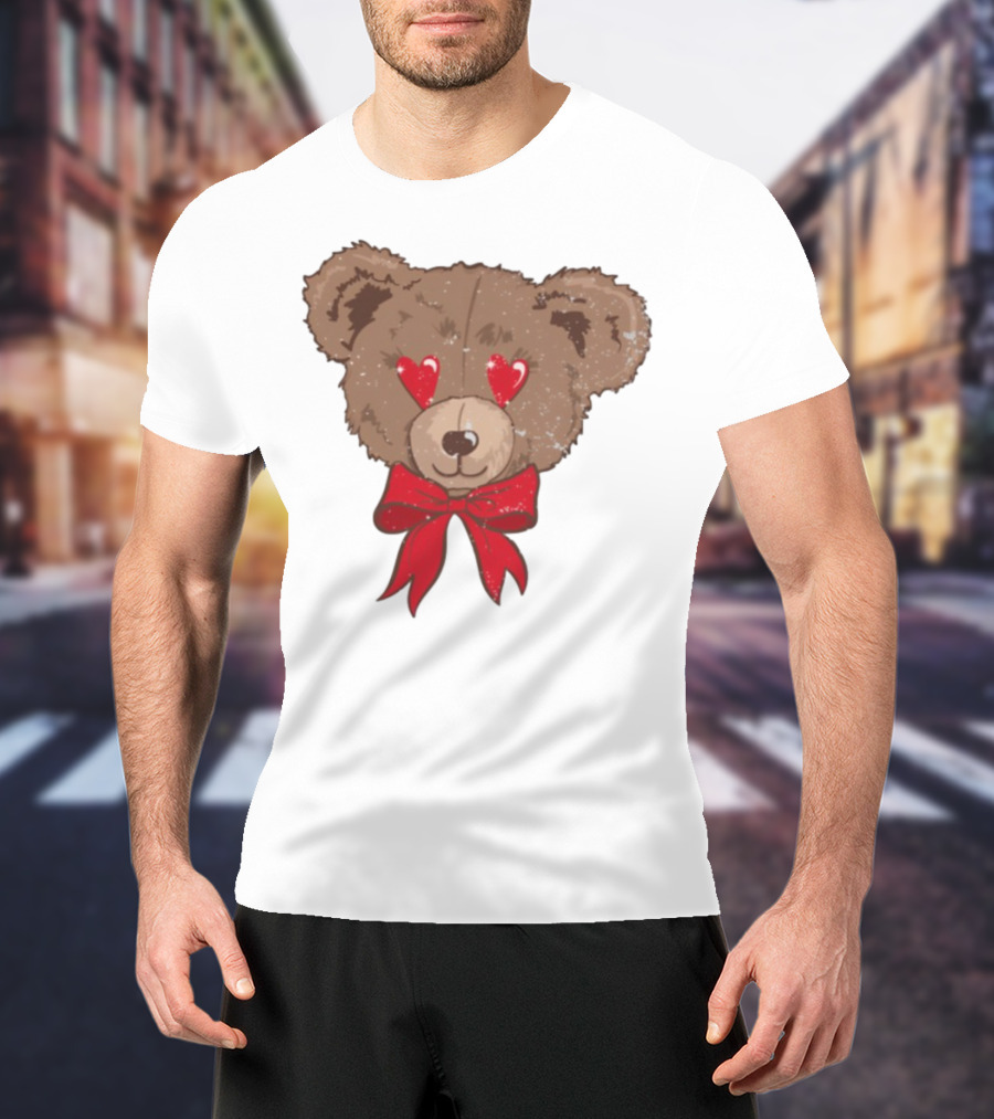 I Love You Beary Much Heart Eyes Teddy Bear Red Bow T-Shirt