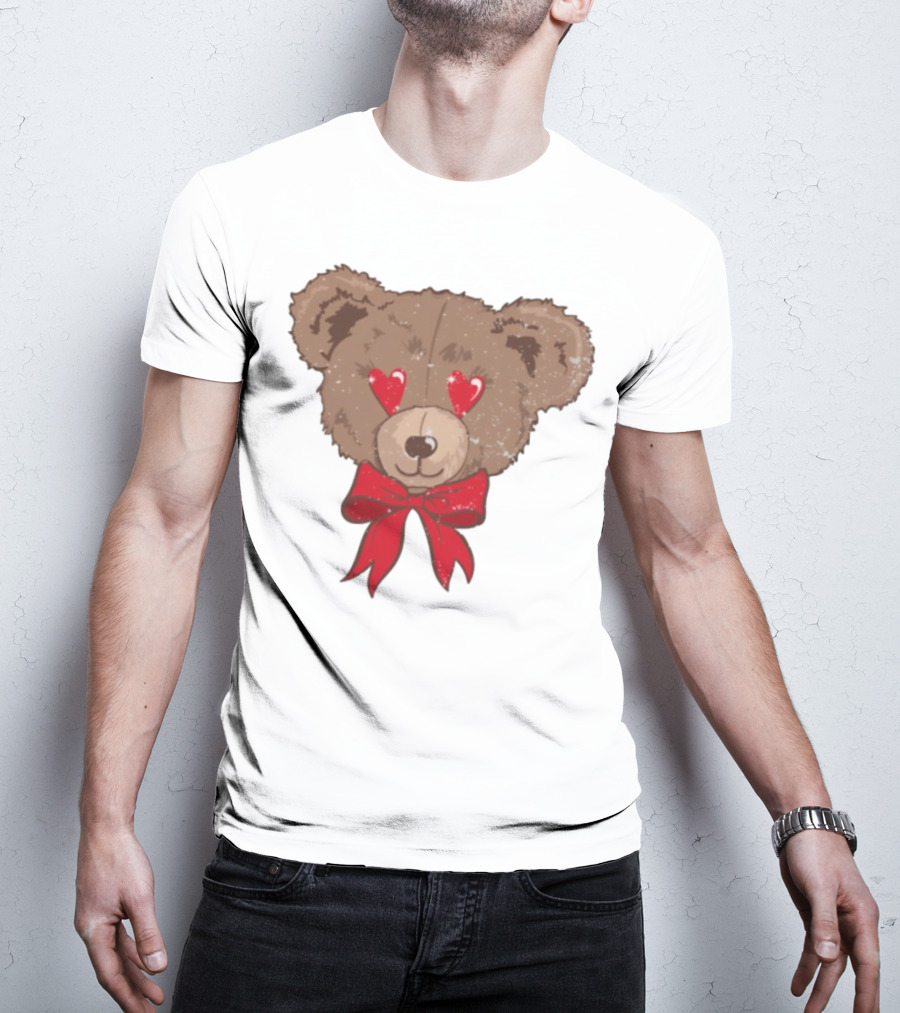 I Love You Beary Much Heart Eyes Teddy Bear Red Bow T-Shirt