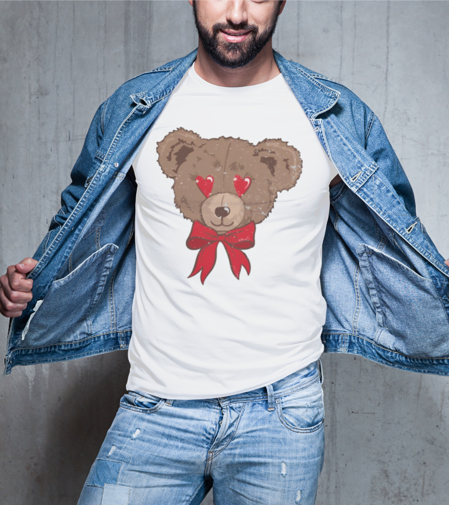 I Love You Beary Much Heart Eyes Teddy Bear Red Bow T-Shirt