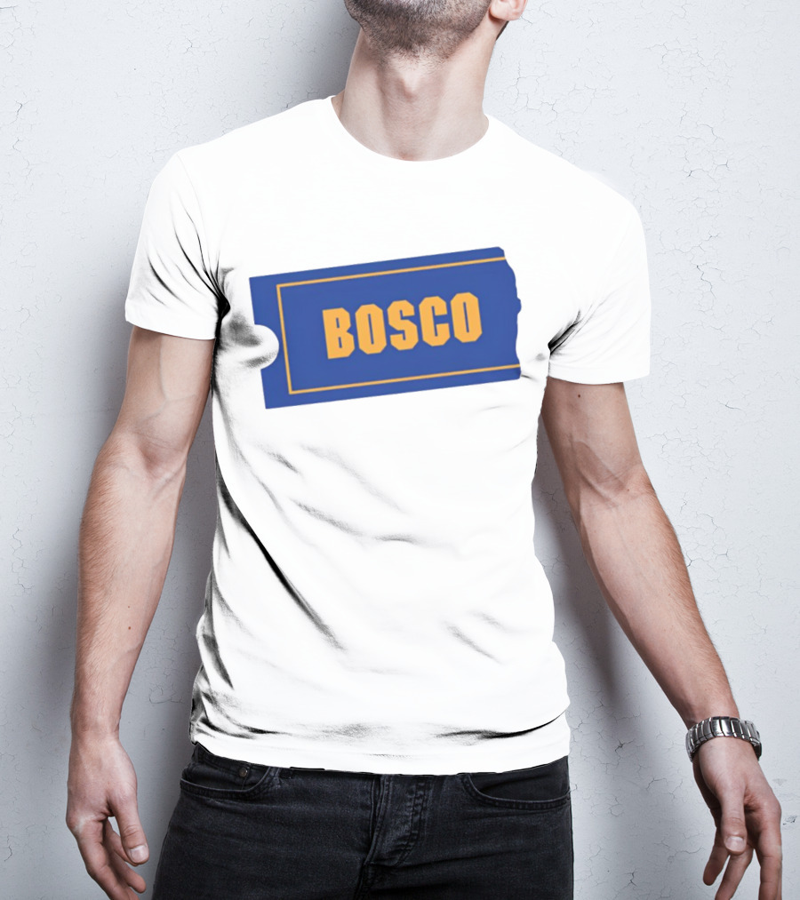 Bosco Blue Ticket Style Bold Text Design T-Shirt