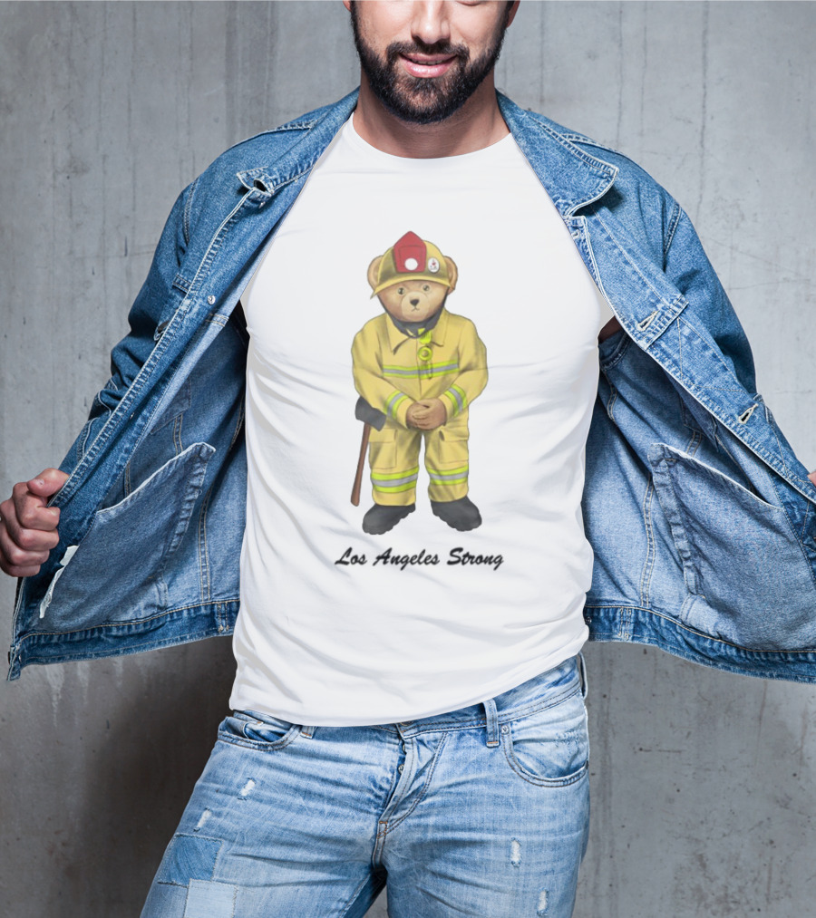 Michael Cherman Firefighter Bear Support Los Angeles Strong T-Shirt