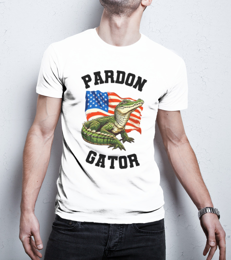 Patriotic American Flag Alligator Pardon Gator T-Shirt
