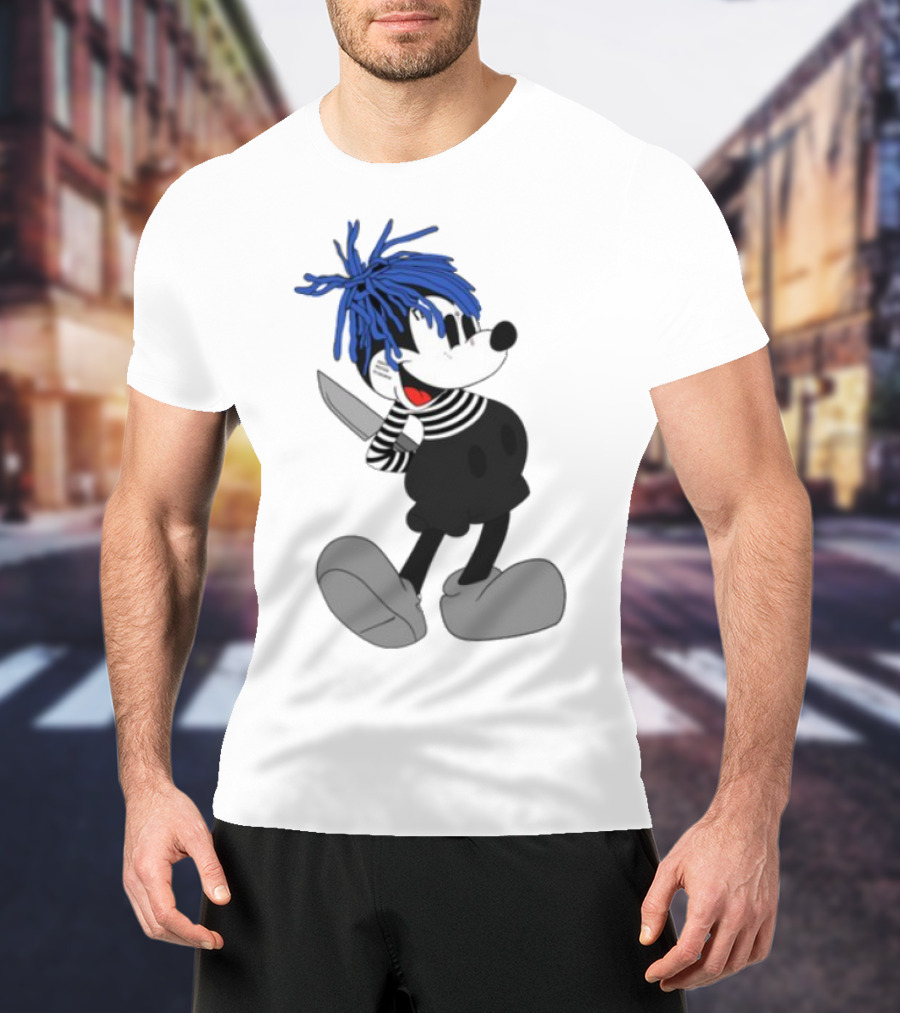 Revenge X Sad Mickey Mouse Knife Emotive Punk Mashup T-Shirt