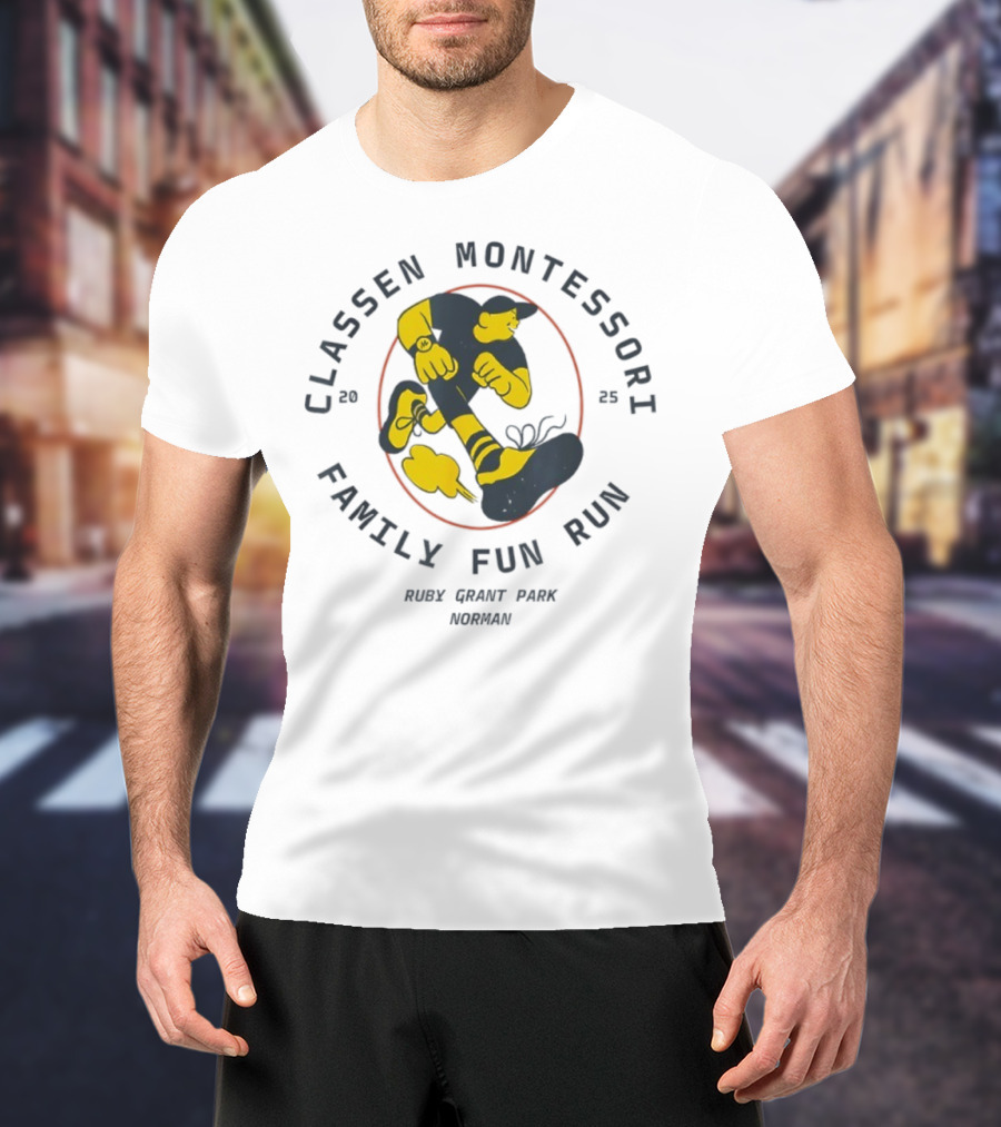 Classen Montessori Family Fun Run 2025 Runnin' Rabbit Ruck Grant Park Norman T-Shirt