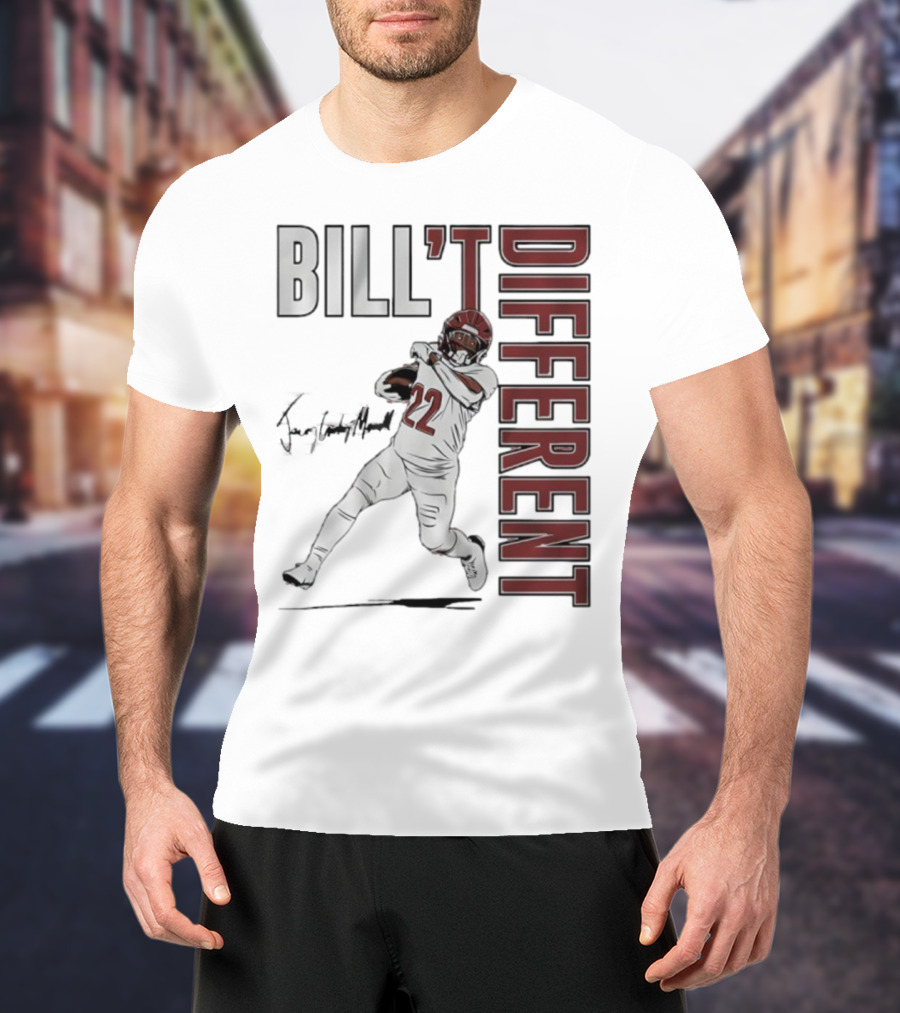 Jacory Croskey-Merritt Bill’t Different Number 22 Football Signature T-Shirt
