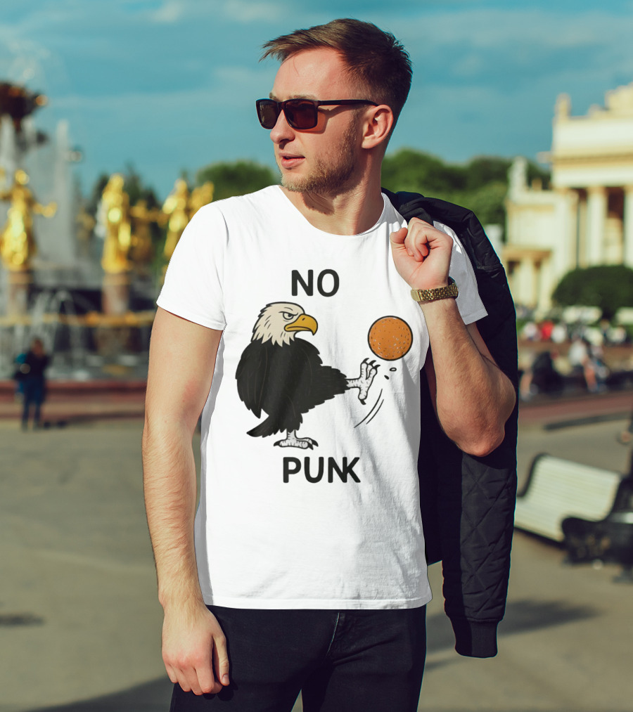 Bald Eagle Kicking Orange Ball No Punk T-Shirt