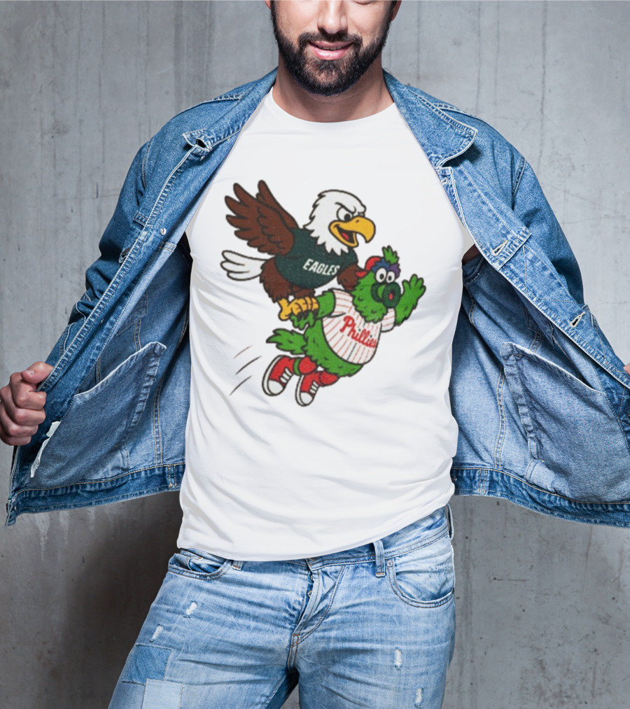 Philadelphia Eagles Swoop And Phillies Phanatic Mascot Team Up Fun T-Shirt